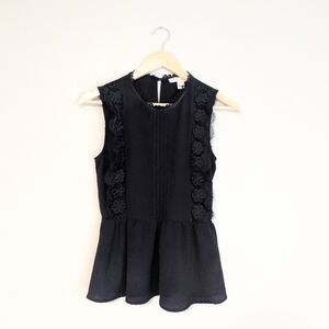 Monteau LA Lace Black Peplum Tank Blouse